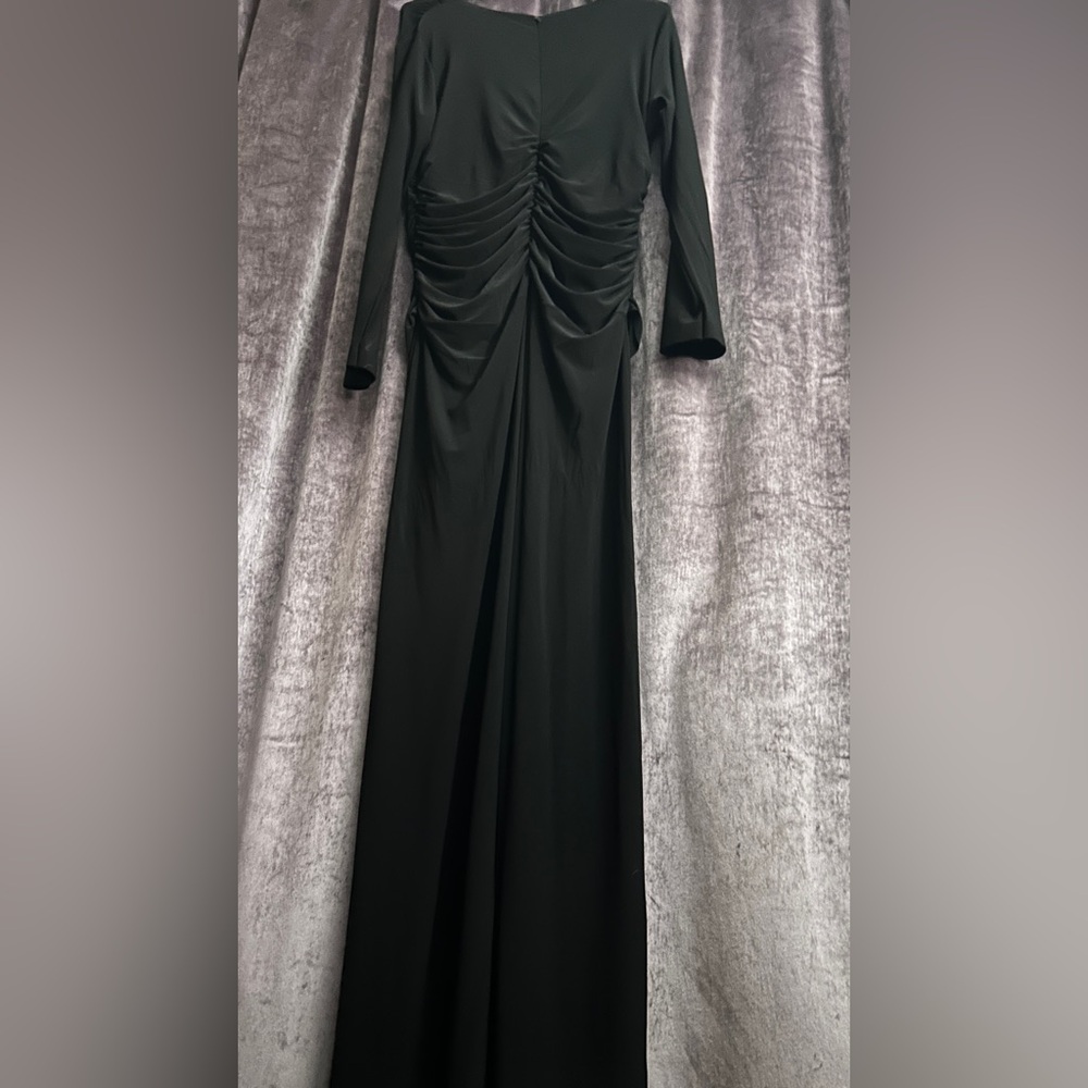Norma Kamali Women's V Neck Longsleeve Shirred Waist Jumpsuit - Picture 9 of 16